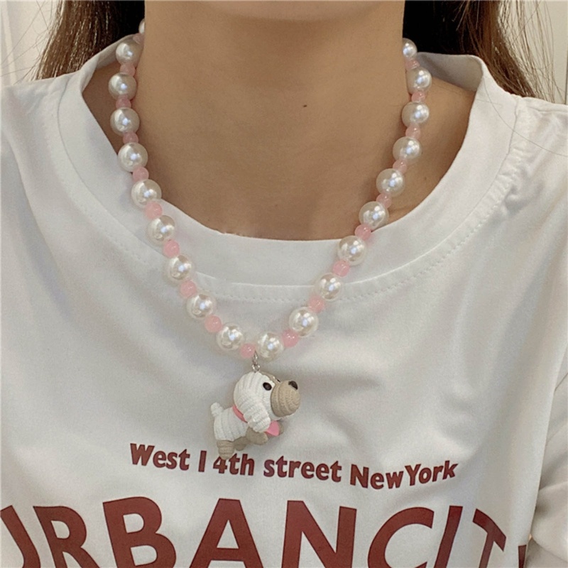 Vòng cổ Chuỗi Hạt Thủ Công Hình Chú Cún Phong Cách Bohemian Dễ Thương Ngọt Ngào Cho Nữ