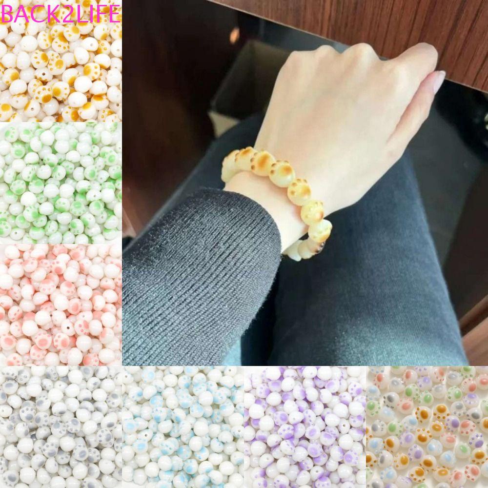 Bộ 20 Hạt Acrylic Hình Dấu Chân Mèo 3D Tự Làm Đồ Trang Sức Thời Trang