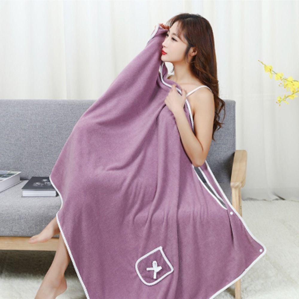 AVALENTINE Áo Choàng Tắm Vải Lông Cừu San Hô Mềm Mại Thấm Hút Tốt Nhanh Khô Tiện Dụng Cho Nữ