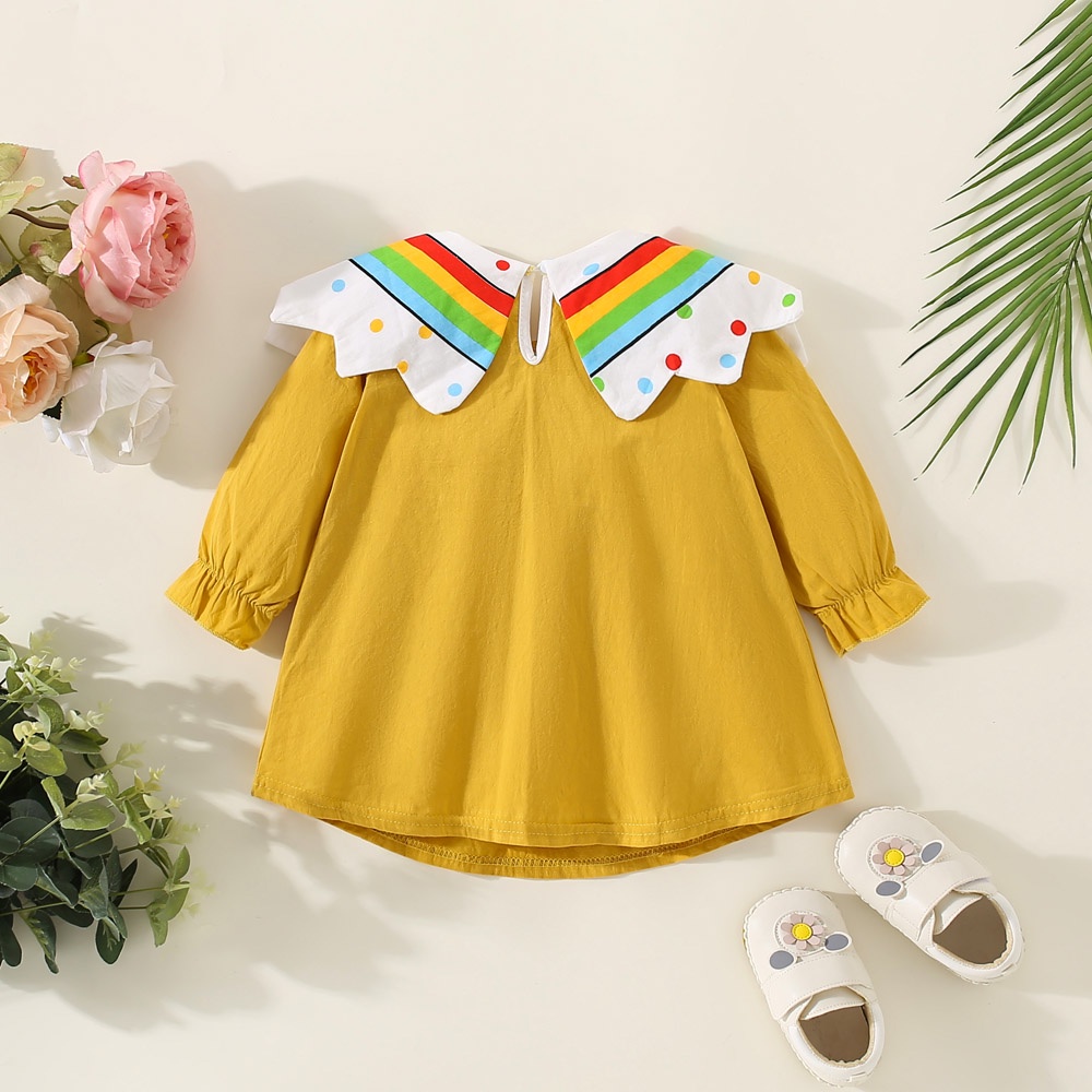 Đầm Tay Dài In Họa Tiết Hoạt Hình Dễ Thương Thời Trang Cho Bé Gái