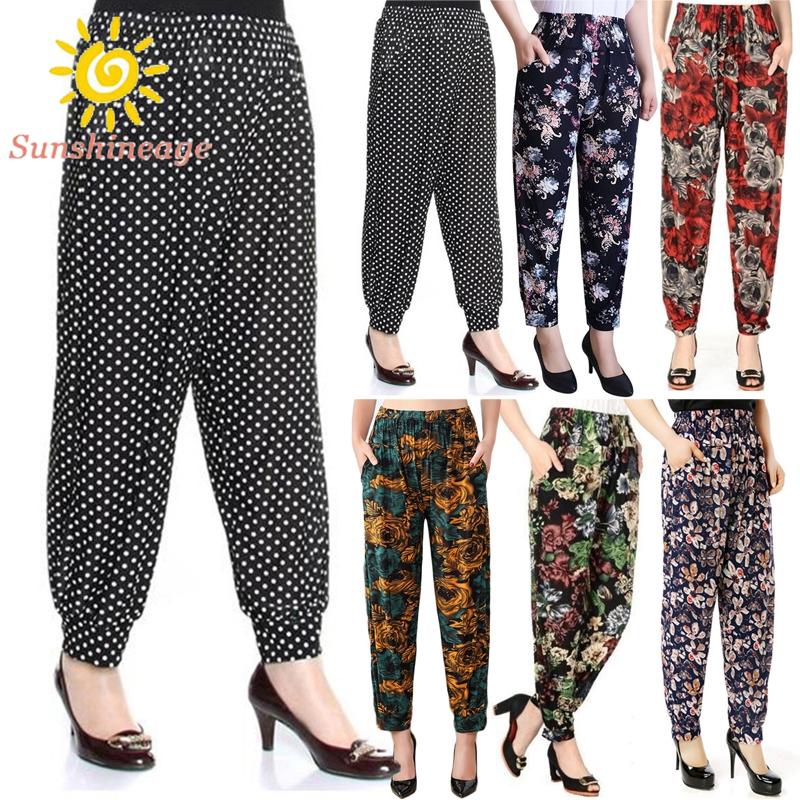 Quần Baggy Nữ Dáng Rộng Co Dãn In Hoạ Tiết