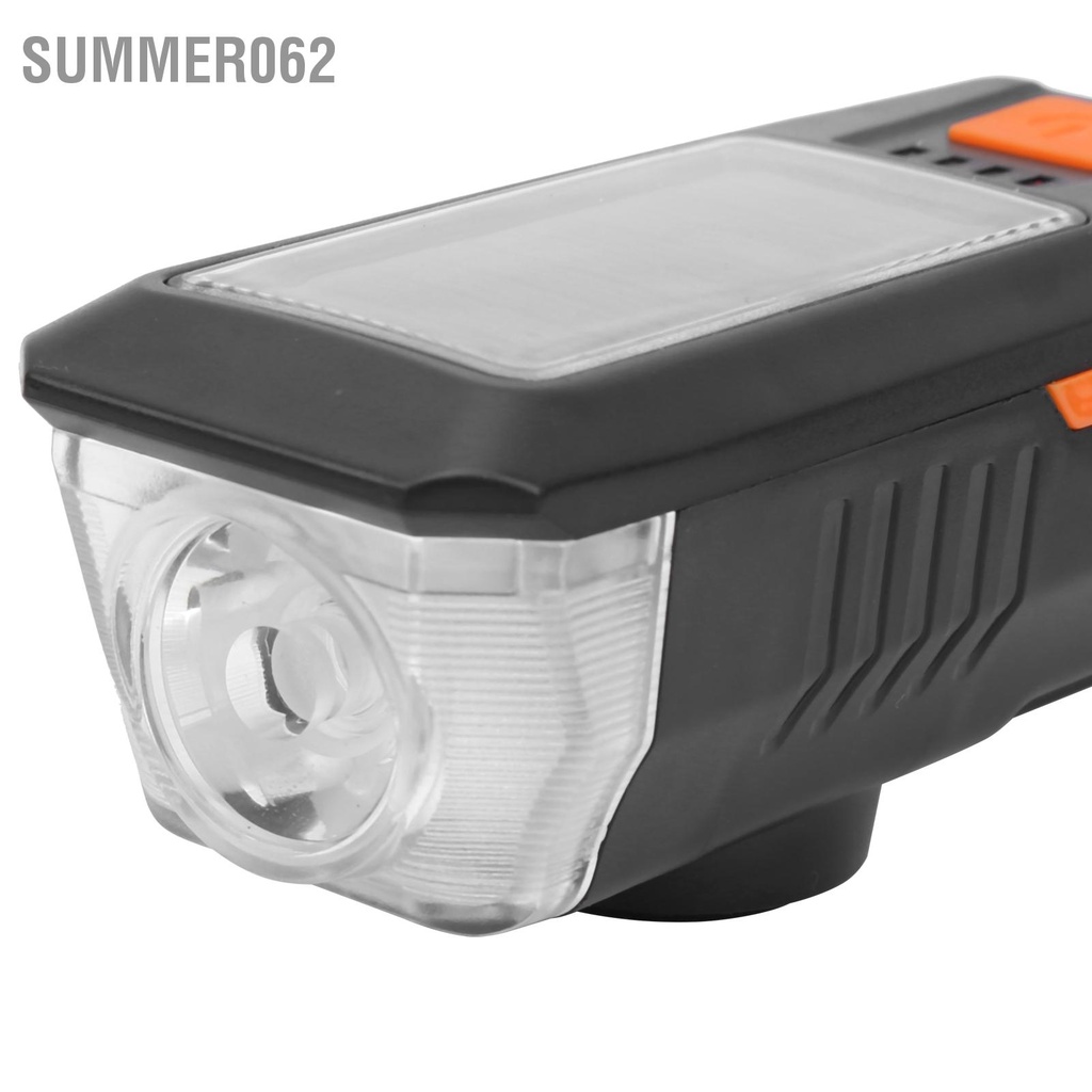 Summer062 Đèn xe đạp năng lượng mặt trời ngủ USB pha ngoài có thể sạc lại (Cam)