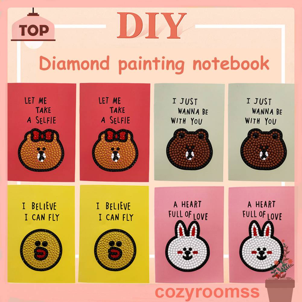 Set 8 Tấm Sổ Tay Phác Thảo Đính Đá DIY Sáng Tạo Đẹp Mắt