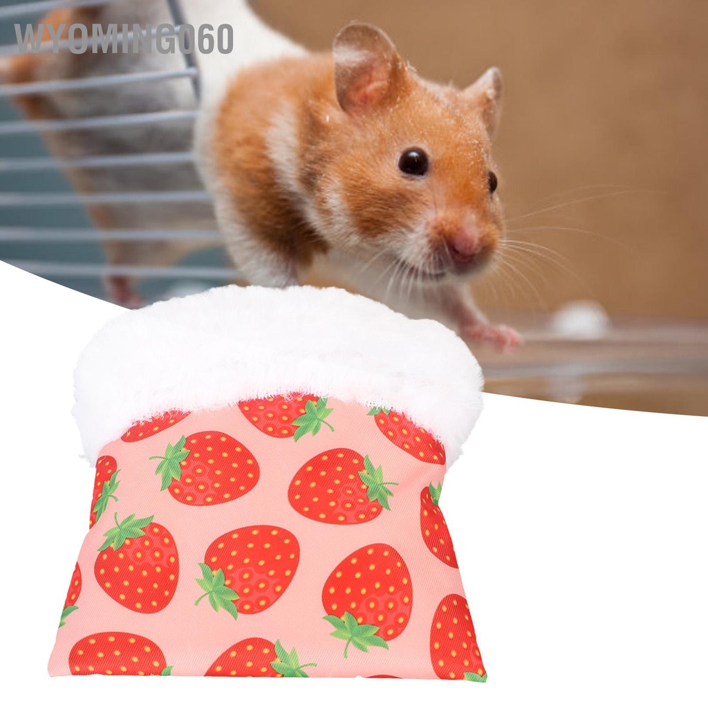 Wyoming060 Túi Ngủ Hamster In Hình Dâu Tây Mềm Mại Thoải Mái Thú Cưng Nhỏ Động Vật Nhà Giường Tổ Nơi Trốn Ẩn Cho Chuột Lang