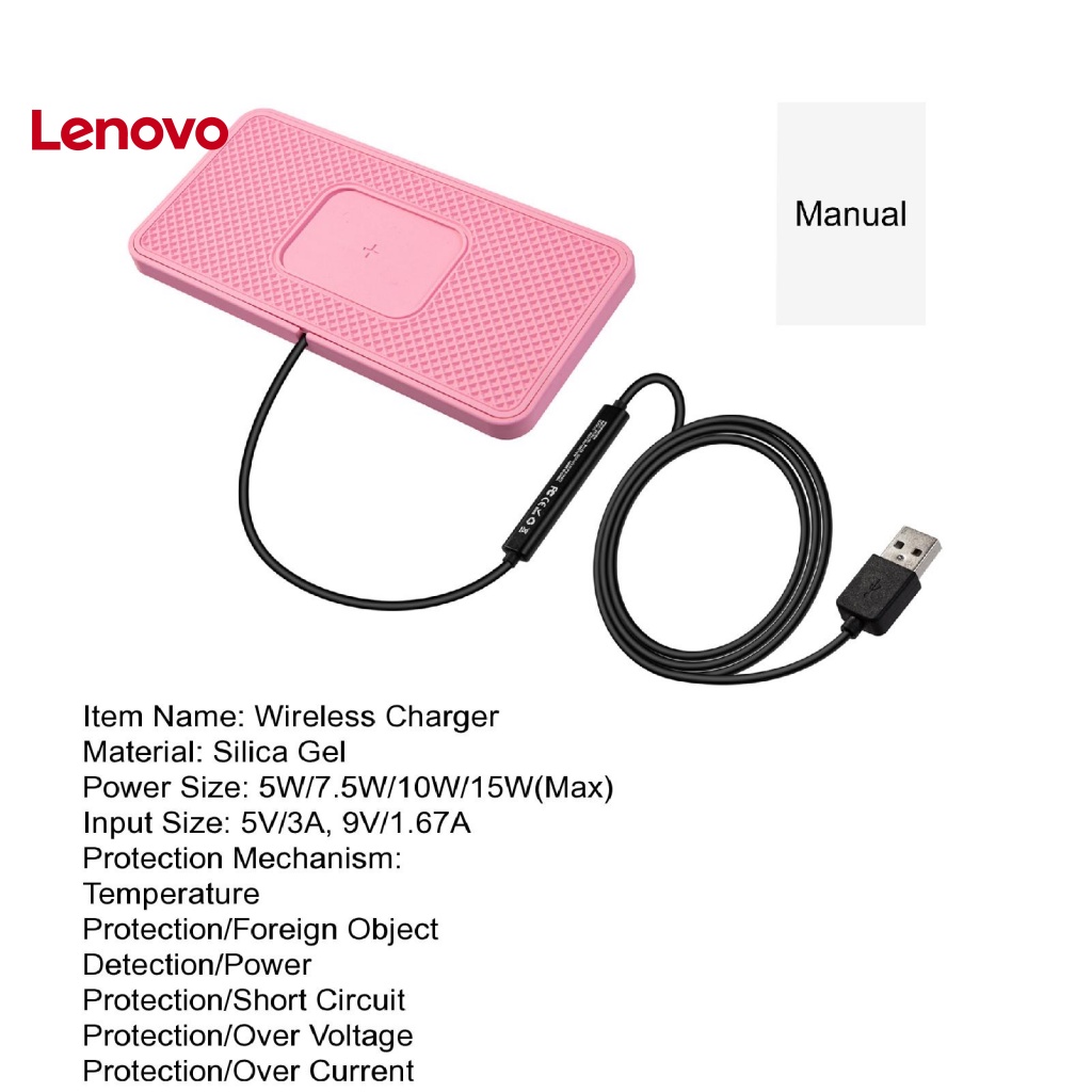 1 Bộ Đế Sạc Nhanh Không Dây 2 Trong 1 QI 15W Màu Hồng Chống Trượt Đa Năng Cho Xe Hơi