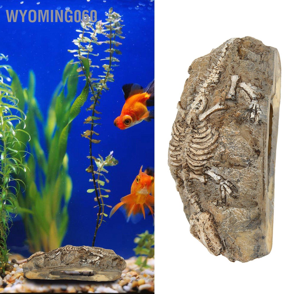 Wyoming060 Hồ Cá Khủng Long Hóa Thạch Trang Trí Bò Sát Nhựa Đá Nơi Ẩn náu Cho Bể Cảnh