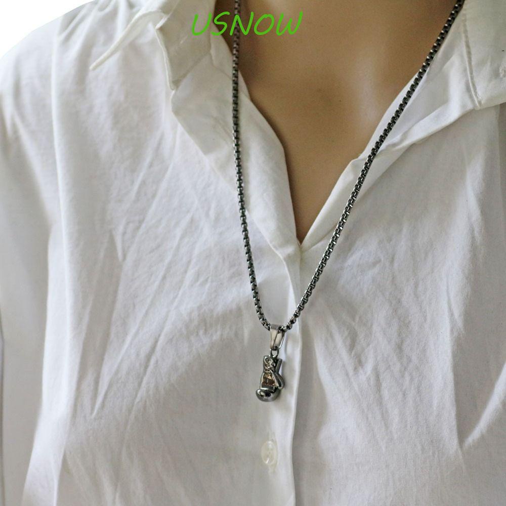 USNOW Vòng cổ Bằng Thép Không Gỉ Phong Cách Hip Hop Đơn Giản Cho Nam