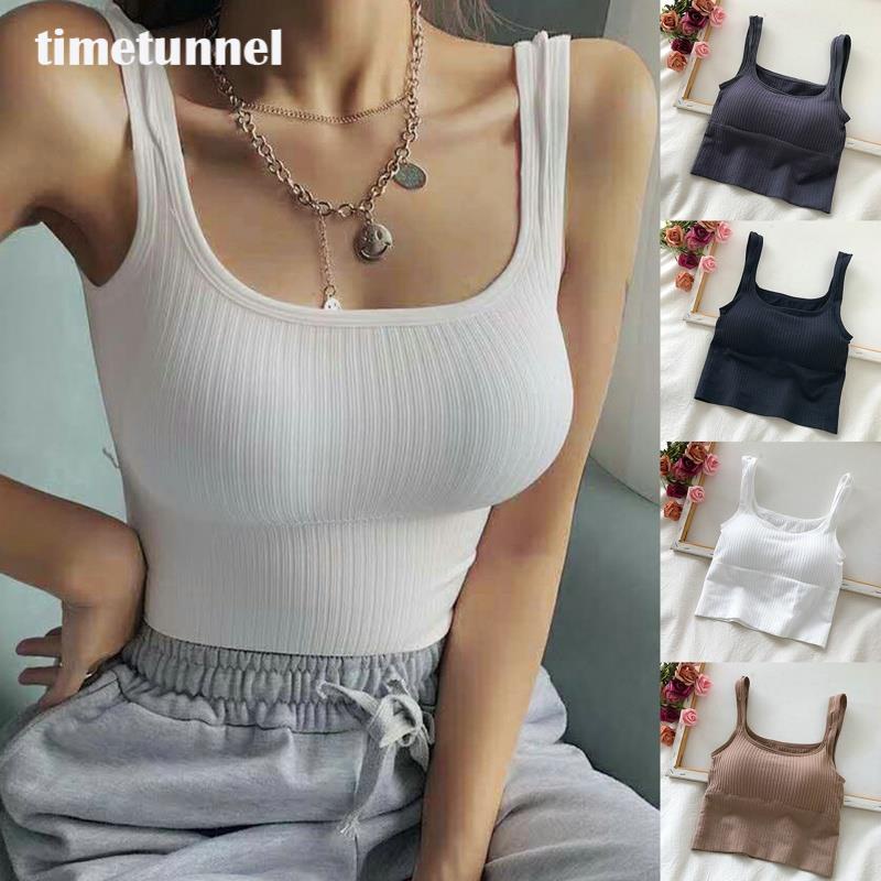 Áo Lửng Hai Dây Cổ Vuông Không Đường May Họa Tiết Sọc Ngang Thời Trang Dành Cho Nữ