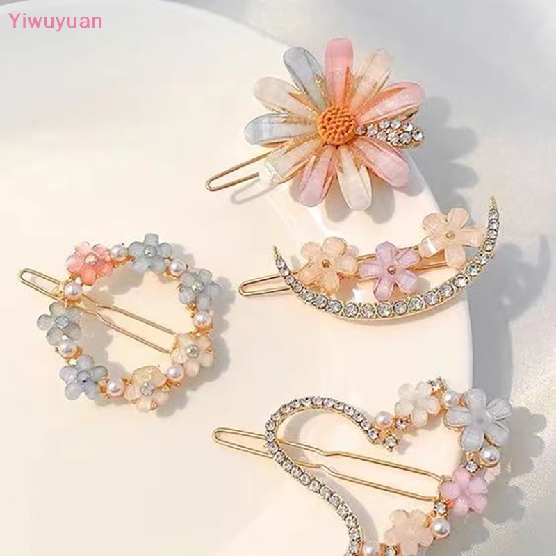 Kẹp Tóc Đính Đá Hình Hoa Mặt Trăng Mới Cho Nữ
