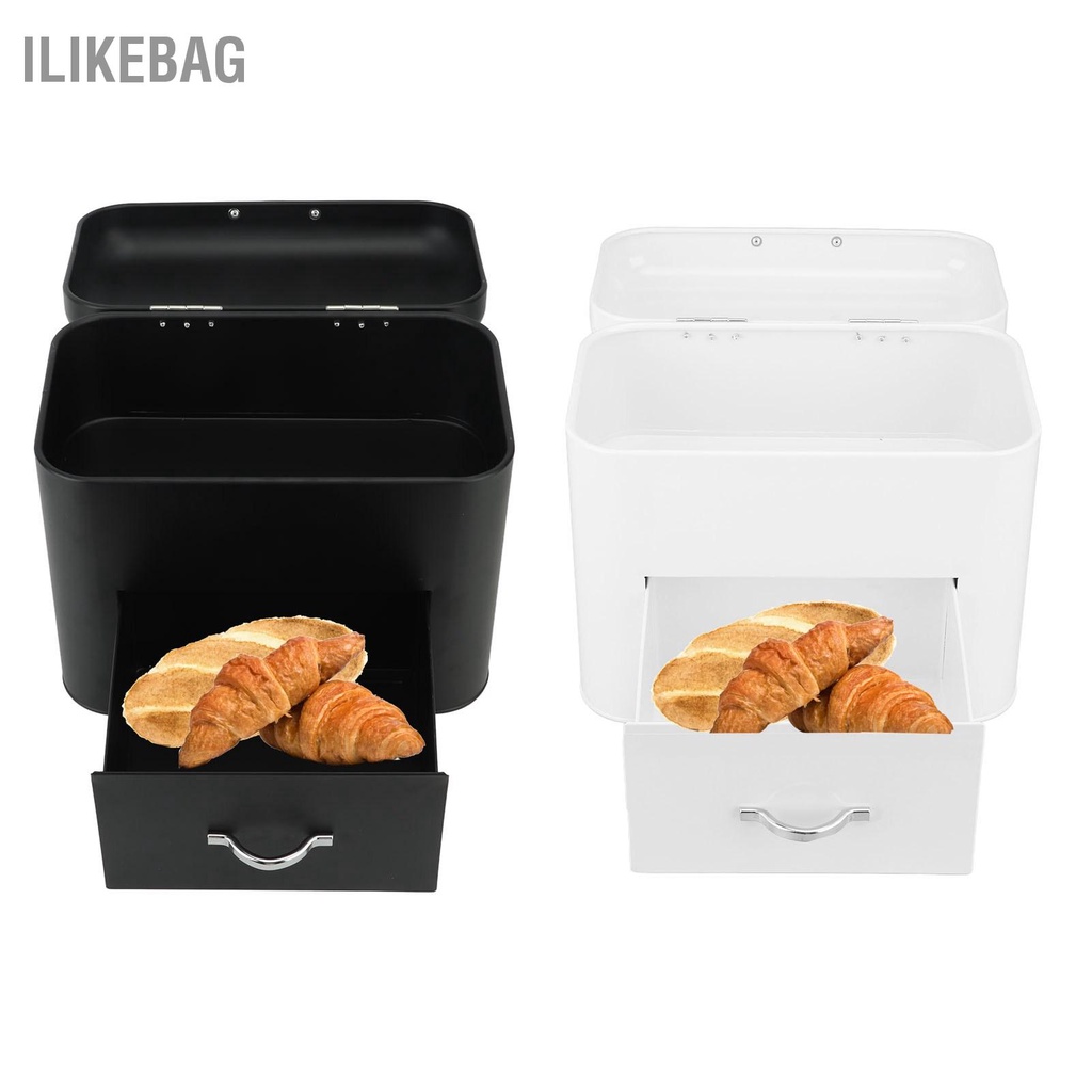 Ilikebag Hộp bánh mì sắt 2 kệ Công suất lớn đựng trang trại cho tròn Bánh quy