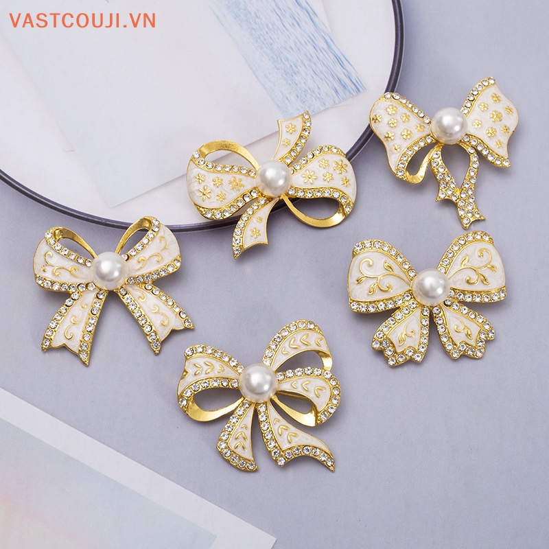 Ghim Cài Áo Hình Nơ Đính Đá Ngọc Trai Chống Ánh Sáng Thời Trang Cho Nữ