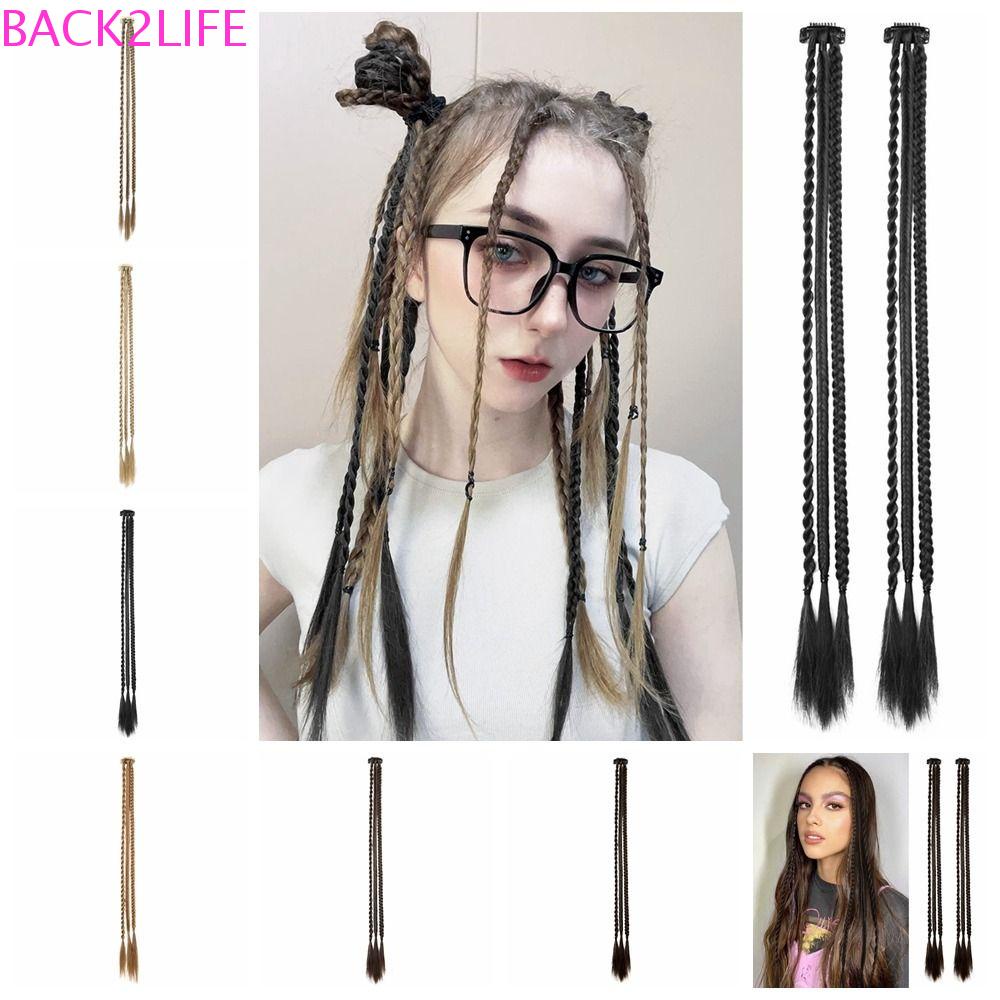 Bộ Tóc Giả 2 Sợi Tổng Hợp Bện Màu Nâu / Đen Dành Cho Nữ