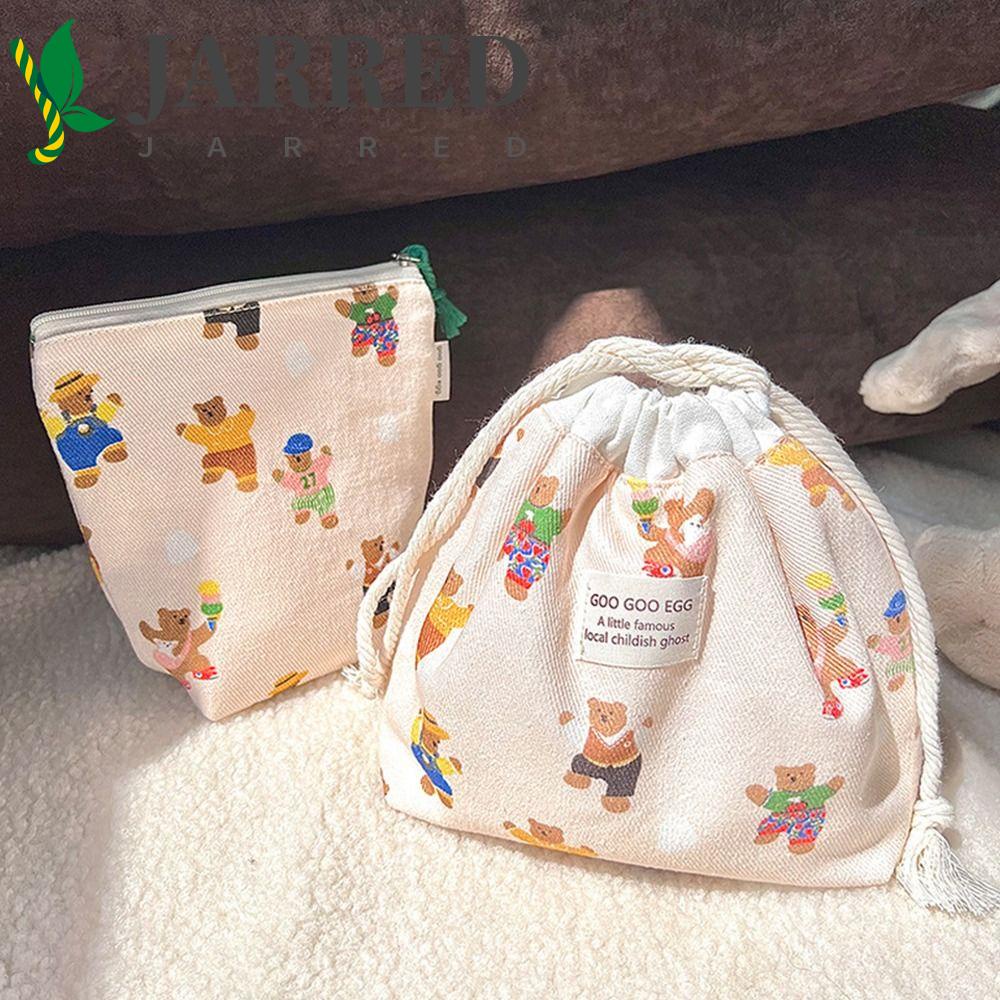JARRED Túi Dây Rút Đựng Đồ Trang Điểm Đa Năng Phong Cách Nhật Hàn