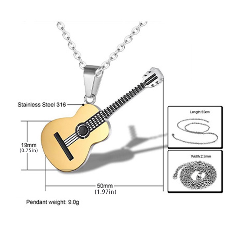Ygt Vòng cổ Thép Titan Không Phai Hình Đàn Guitar Phong Cách Hip Hop Cho Nam Và Nữ