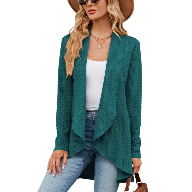 Xiangbao Áo Khoác Cardigan Dệt Kim Tay Dài Dáng Rộng Mềm Mại Chống Nắng Phía Trước Đơn Giản Cho Nữ