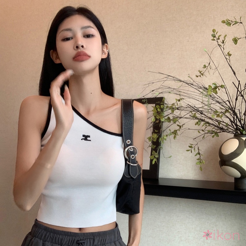 Áo Croptop Dệt Kim Trễ Vai Hoạ Tiết Thêu Cho Phái Nữ