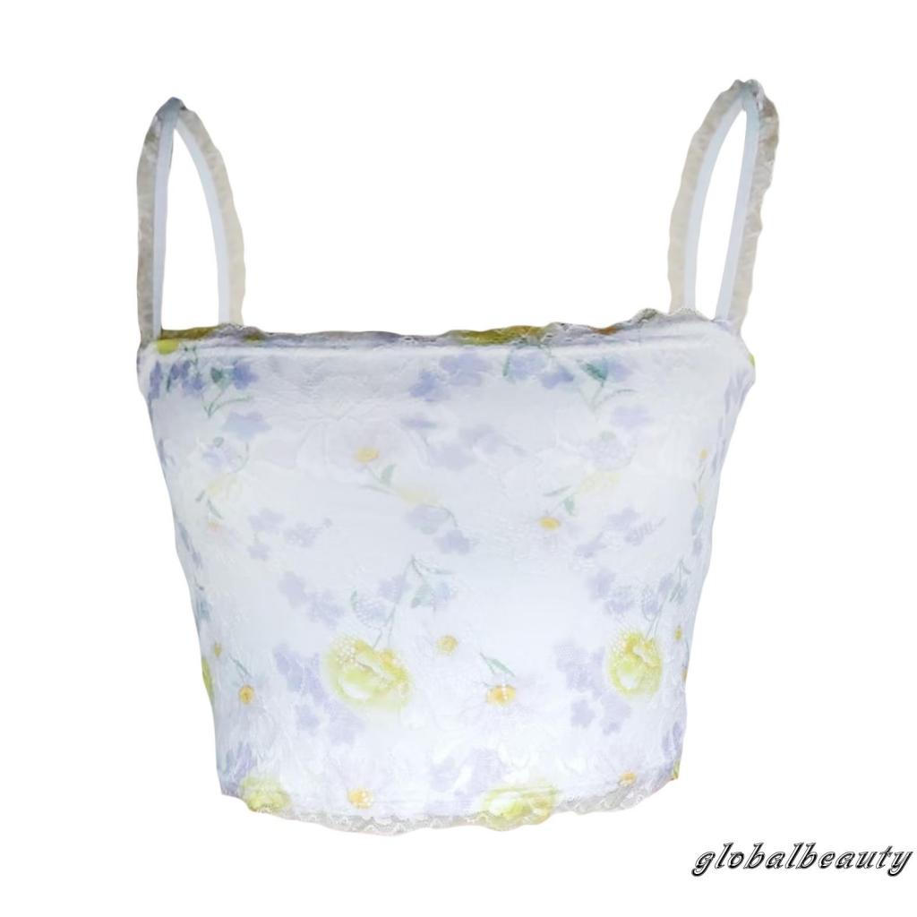 Áo Croptop Hai Dây Cổ Vuông In Họa Tiết Hoa Thời Trang Mùa Hè Cho Nữ