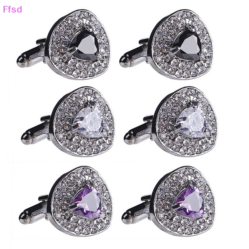 Khuy Măng Sét Hình Tam Giác Đính Đá Zircon Thời Trang