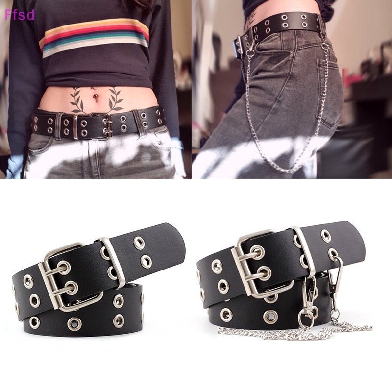 Thắt Lưng Giả Da Phối Xích Thời Trang Punk 2020 Cá Tính Cho Nữ