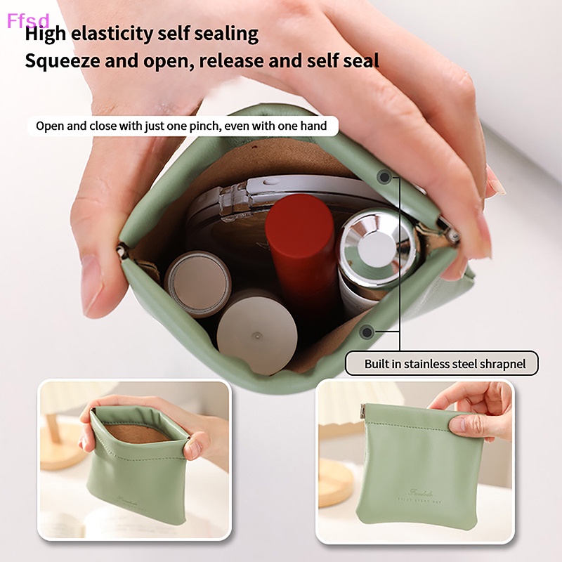 {Ffsd} 1 Túi Da PU Đựng Mỹ Phẩm Tai Nghe Airpods Có Dây Đeo Hình Đôi Môi Cho Nữ