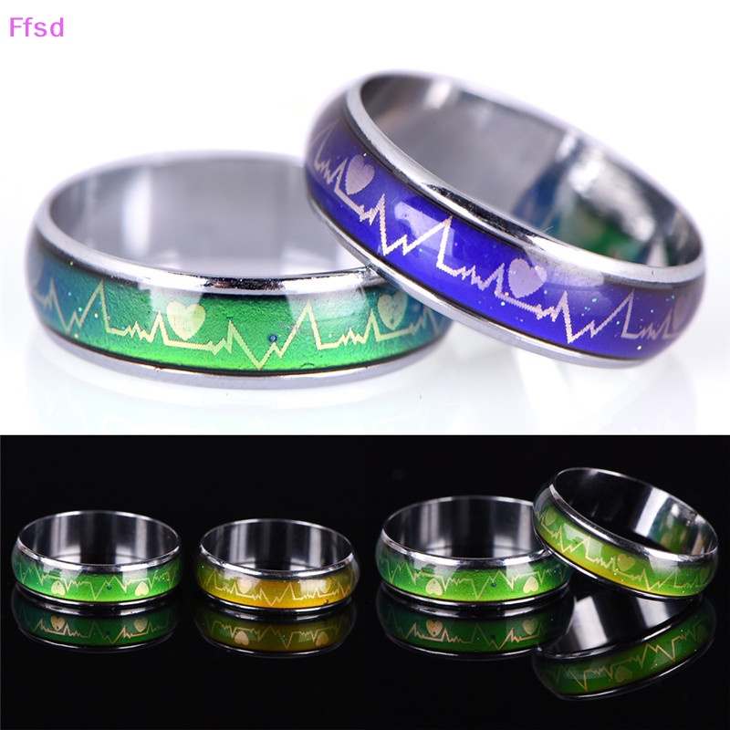 {Ffsd} Nhẫn Đính Hôn Cảm Xúc Nhiệt Độ Bằng Thép Titan Thời Trang Bán Chạy