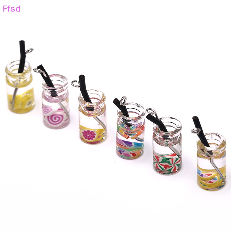 {Ffsd} Set 10 Mặt Dây Chuyền Resin DIY Hình Chai Nước Ngọt