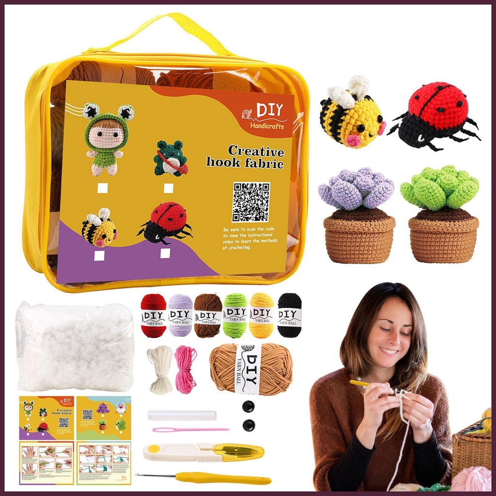 Bộ Dụng Cụ Đan Móc Thủ Công Hình Bọ Rùa Bằng Thép Không Gỉ Cho Người Mới Bắt Đầu