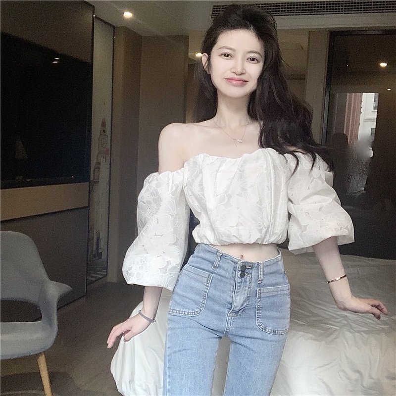 Áo Kiểu Tay Phồng Trễ Vai Quyến Rũ Thời Trang Mùa Hè Cho Nữ
