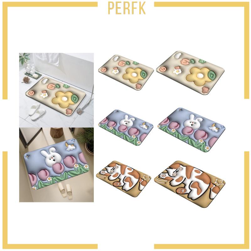 Thảm Chùi Chân Mềm Mại Thấm Hút Tốt Họa Tiết Hoa Xinh Xắn