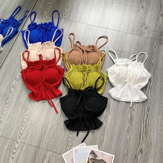 AC15 Áo croptop 2 dây rút có mút cá tính