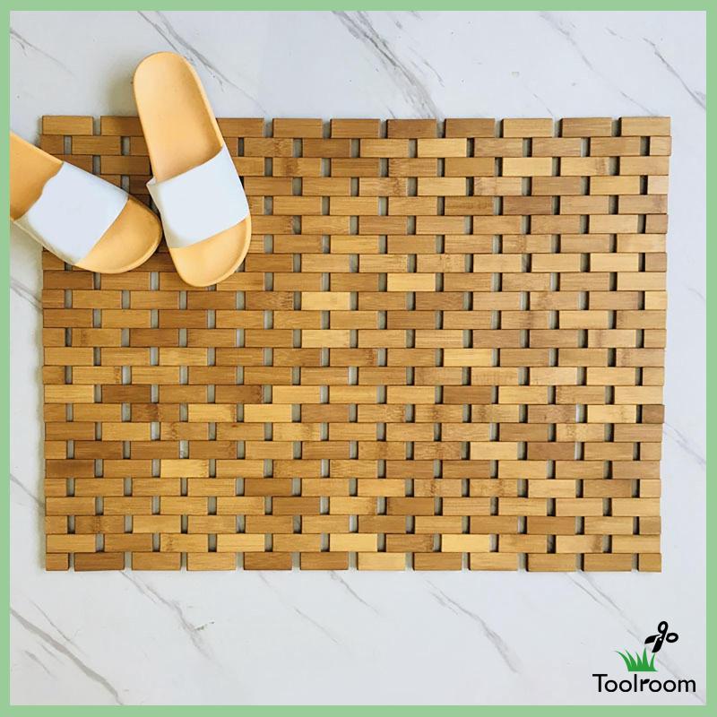Thảm Lót Sàn Chống Trượt Họa Tiết Vân Gỗ Tre Độc Đáo