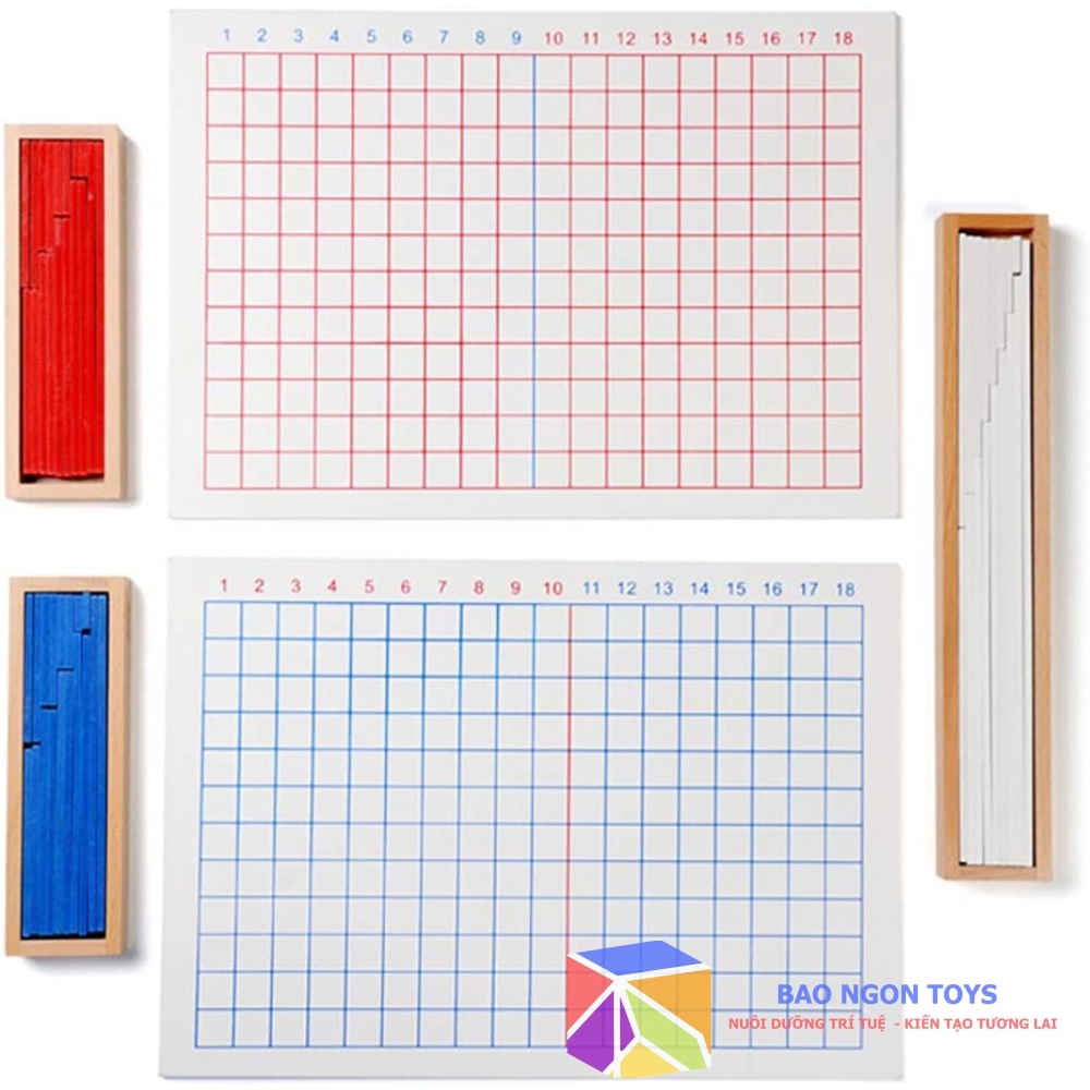 Giáo cụ bảng sọc cộng trừ Montessori phiên bản chuẩn quốc tế, đồ chơi toán học giáo dục cho trẻ mầm non tiểu học DG262