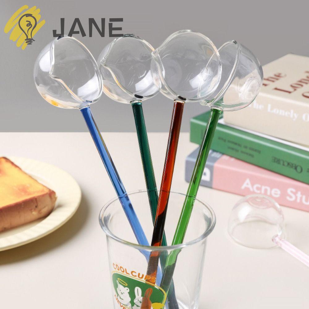 JANE Kính Muỗng Khuấy Bằng Thủy Tinh Chịu Nhiệt Độ Cao Nhiều Màu Tùy Chọn Cho Nhà Bếp