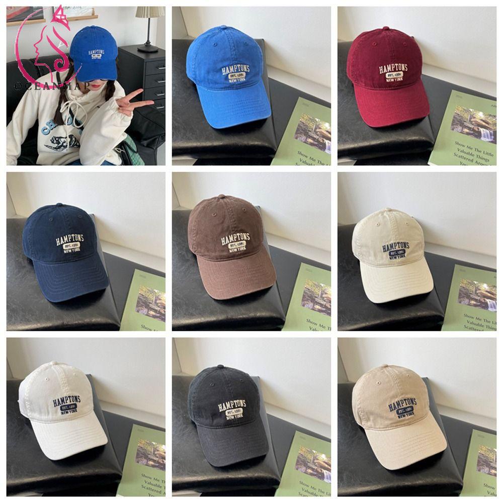 OCEANMAP Mũ Lưỡi Trai Thêu Chữ Chất Liệu Thoáng Khí Thời Trang Cho Nam Và Nữ