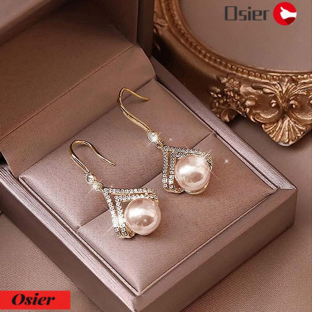 OSIER1 Bông Tai Ngọc Trai Màu Trắng Thời Trang Cho Nữ