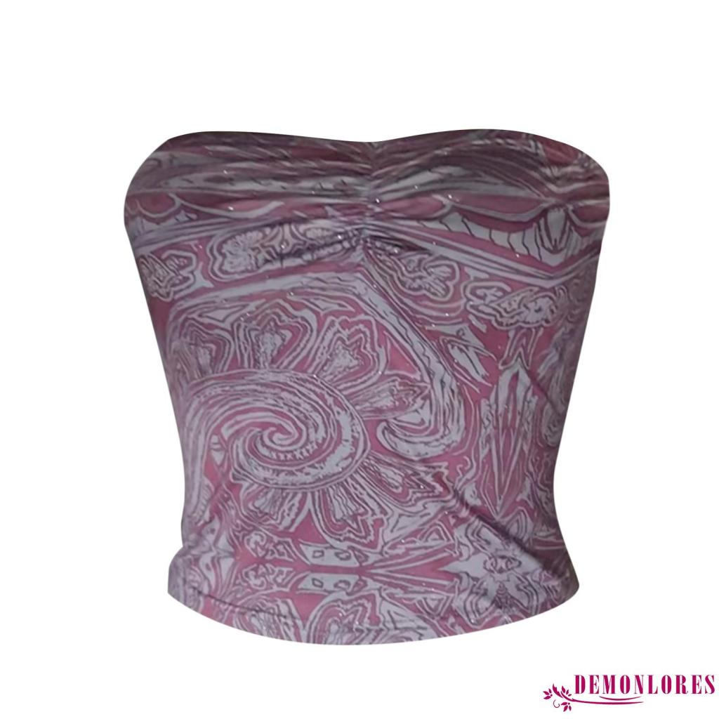 Áo Ống Cổ Thuyền Họa Tiết In Thời Trang Mùa Hè Cho Nữ