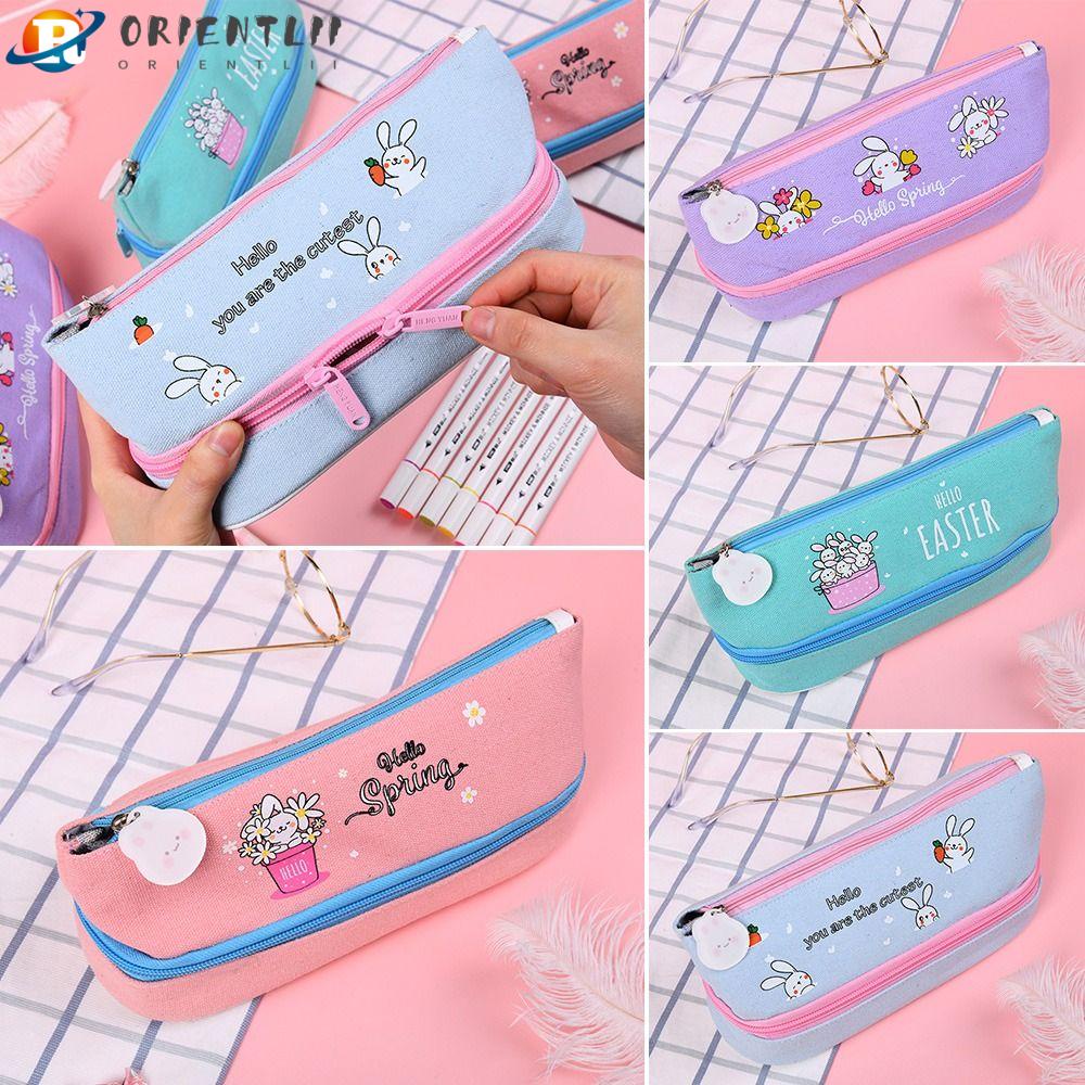 ORIENTLII Túi Đựng Bút Bằng Vải Canvas Cỡ Lớn Hai Lớp Tiện Dụng