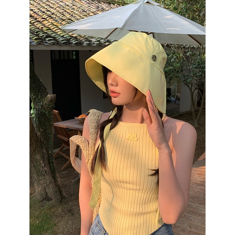 Mũ Bucket Chống Nắng Cột Dây Che Mặt Cỡ Nhỏ Thời Trang Xuân Hè Cho Nữ