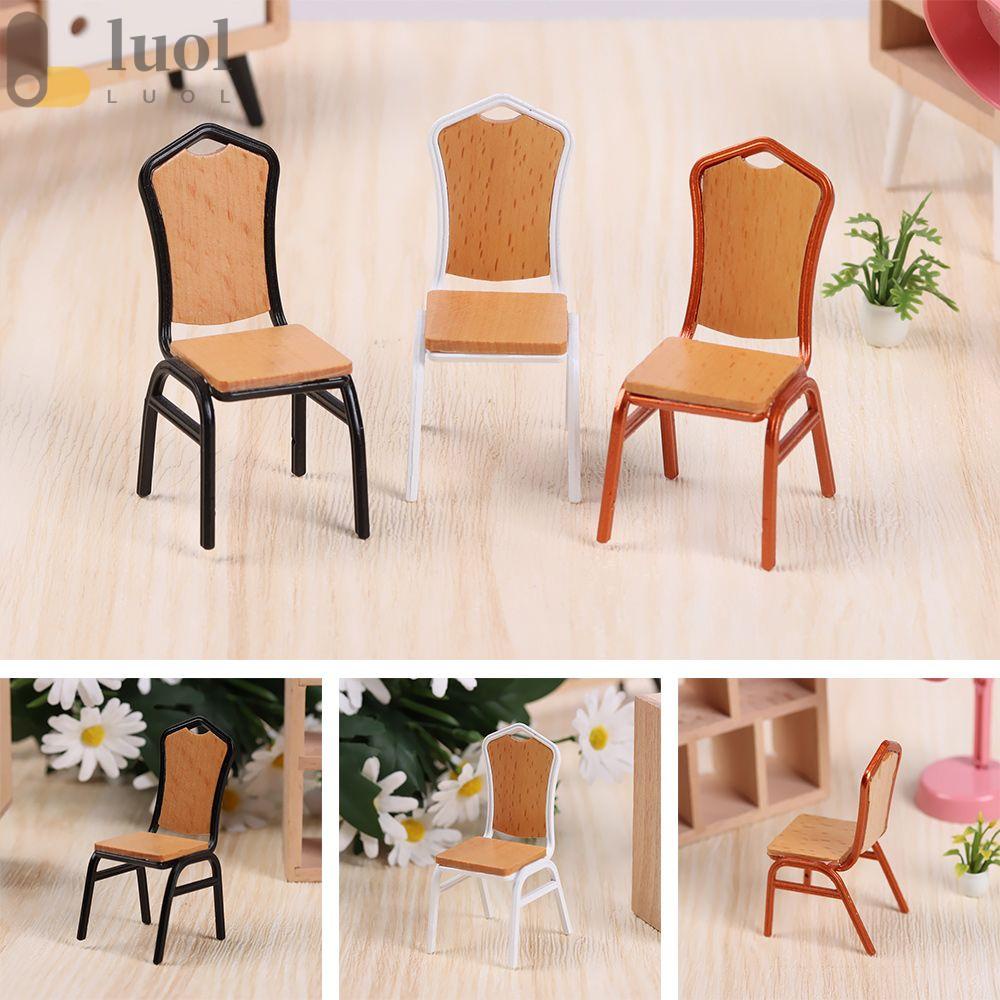 LUOL Ghế Gỗ 3 Màu Tỉ Lệ 1 / 12 Trang Trí Nhà Búp Bê