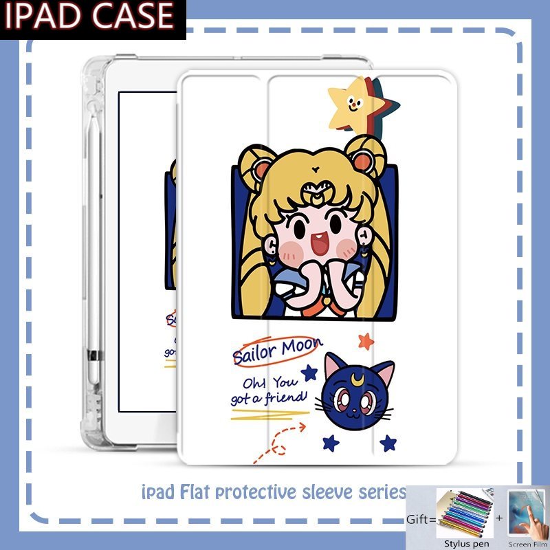 Bao Da Máy Tính Bảng Có Khe Đựng Bút Cho Ipad 6th 7th 8th 9th 10th Air 5th 4th 3rd 2nd 1st Gen 10.9 10.2 Pro 9.7 10.5 11 Inch Mini 6 5 4 3 2 1 Vỏ Bọc Vô Lăng Xe Hơi Chất Lượng Cao