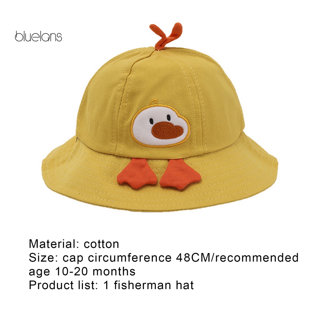 Nón Bucket Chất Liệu Cotton Mềm Hình Chú Vịt Hoạt Hình 3D Đáng Yêu Cho Bé