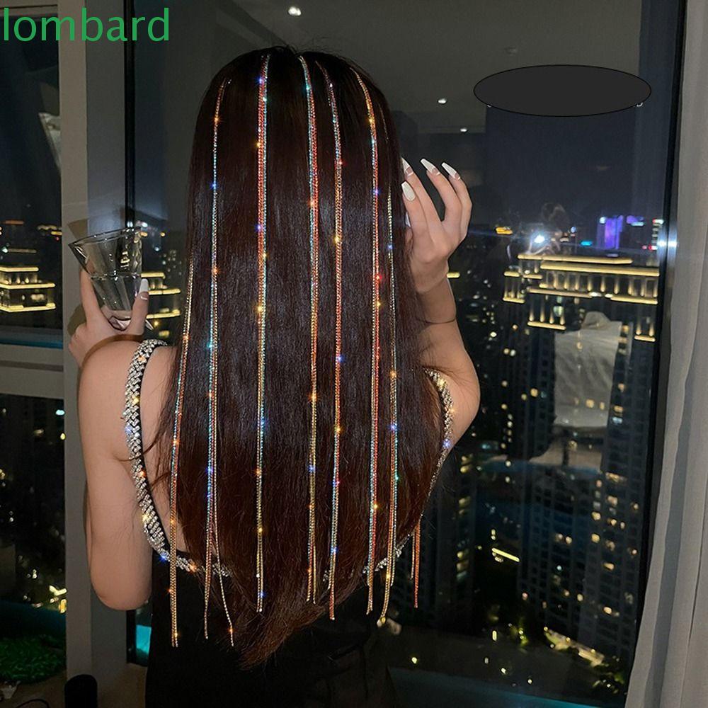LOMBARD Kẹp Tóc Đính Pha Lê Nhiều Lớp Tua Rua Phong Cách Hàn Quốc Cho Nữ