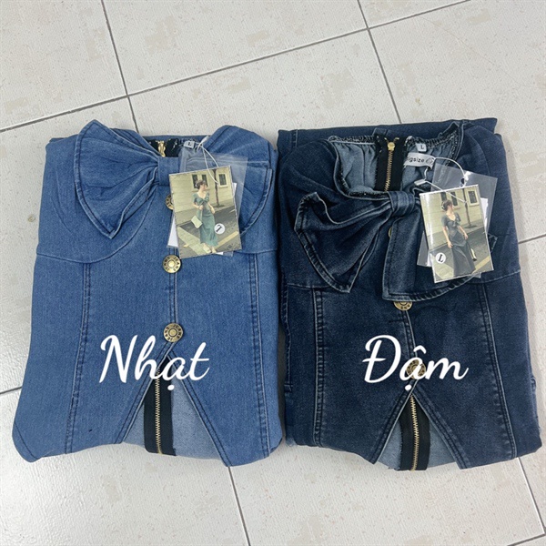 Bigsize Set jeans áo nơ kèm chân váy dáng dài 55-95kg
