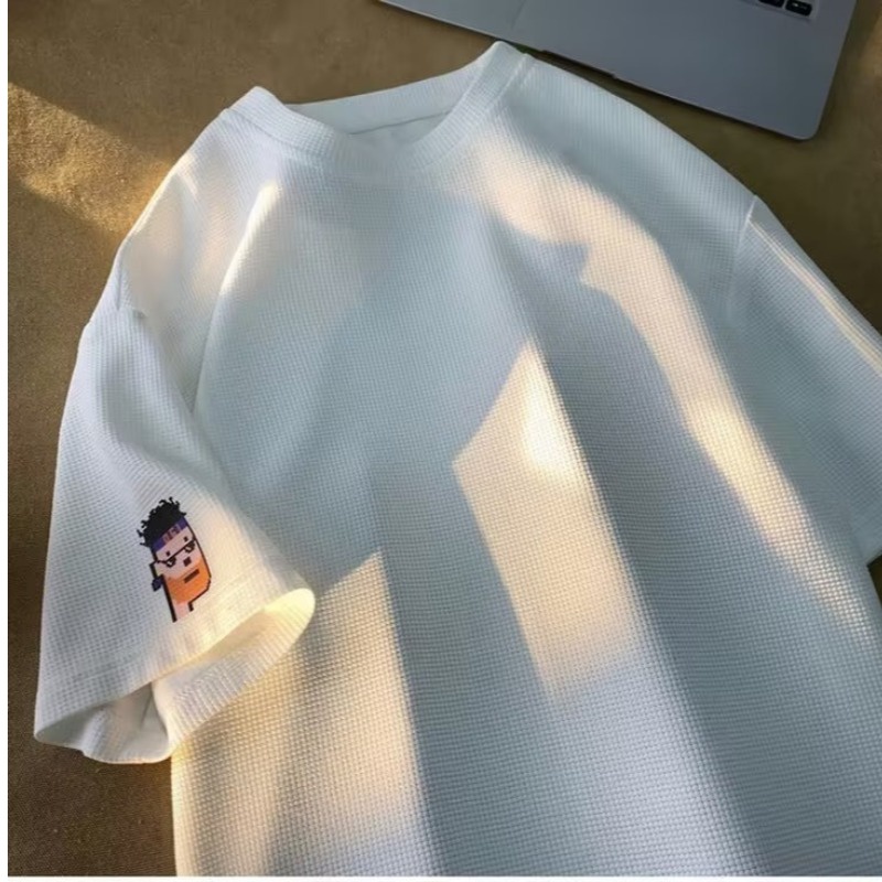 Áo Thun Tay Ngắn Cổ Tròn In Hình Waffle Hoạt Hình Phong Cách Mỹ Thời Trang Mùa Hè Cho Nam Và Nữ Size M-5XL