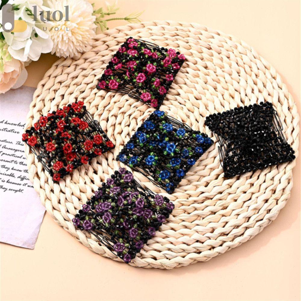 LUOL Lược Cài Tóc Hai Đầu Co Giãn Đính Hạt Thời Trang