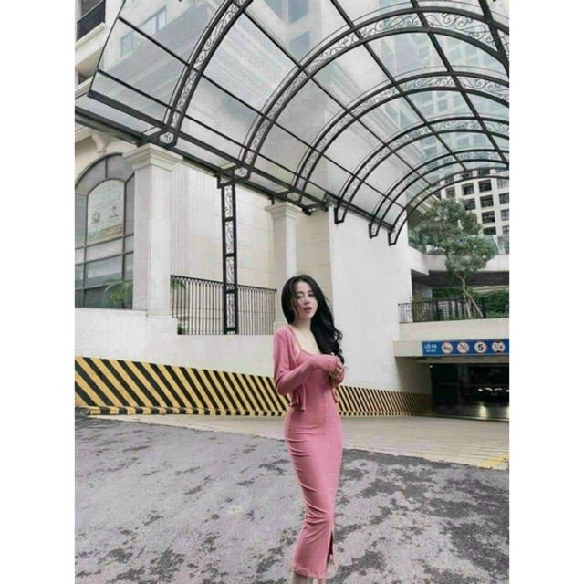 SET VÁY BODY 2DÂY NÚT KÈM ÁO KHOÁC LY alohashop91