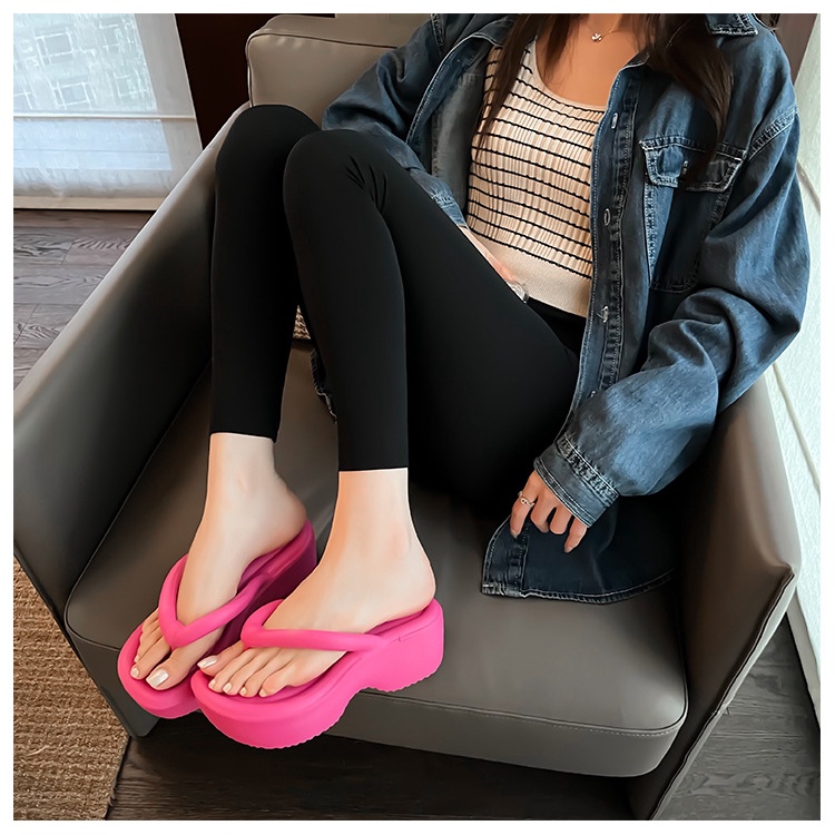 Luyoo17  Đế Dày 5cm dép bánh mì  Chống Trượt Thời Trang Mùa Hè Mới Cho Nữ