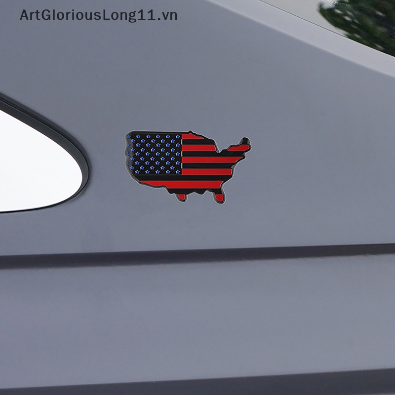 1 Miếng Dán Logo Hình Lá Cờ Mỹ Bằng Kim Loại Trang Trí Xe Hơi