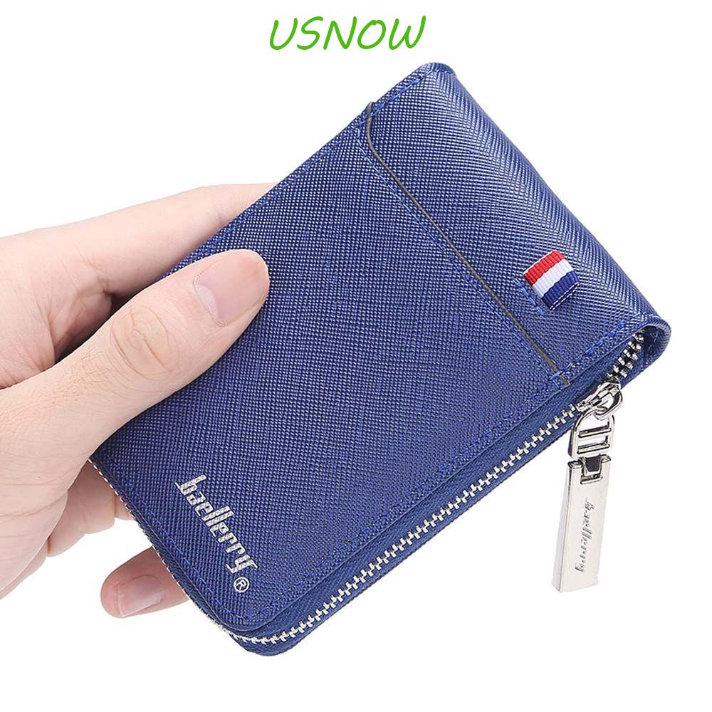 USNOW Ví Da Cầm Tay Có Khóa Kéo Phong Cách Vintage