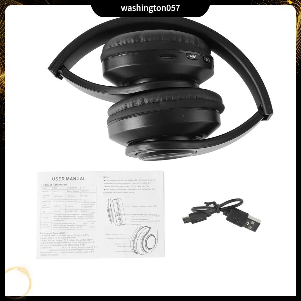 Washington057 Tai nghe Bluetooth không dây Âm thanh nổi Giảm tiếng ồn có thể gập lại di động để chơi game thao